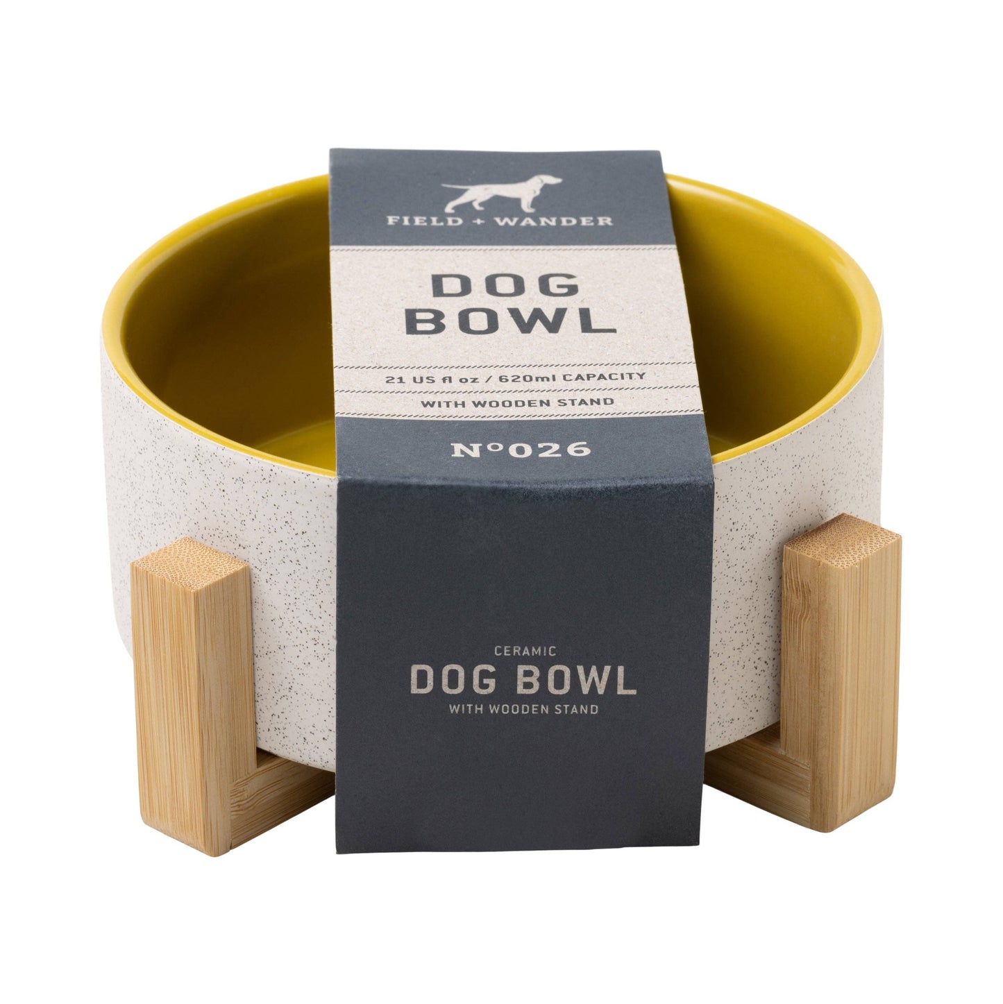 Ceramic Dog Bowl With Bamboo Stand - Whine 'N' Dine