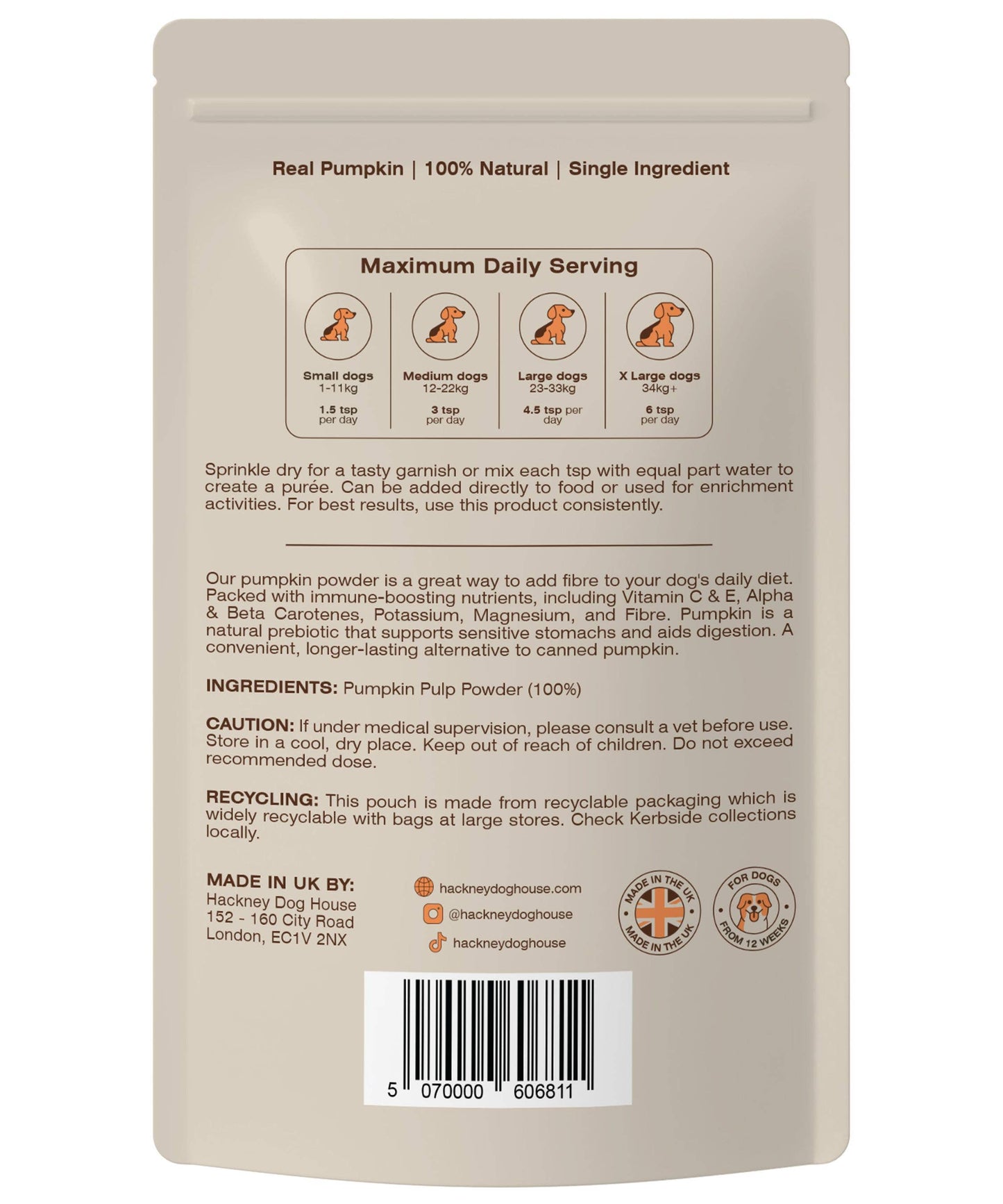 Hackney Dog House Pumpkin Powder
