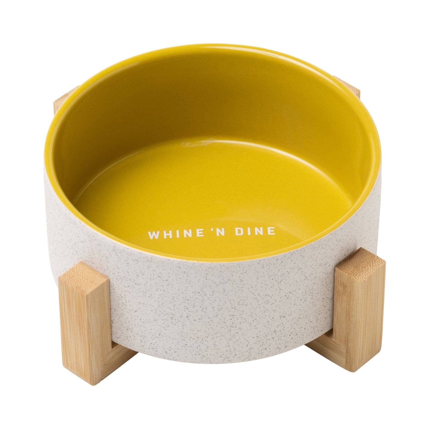 Ceramic Dog Bowl With Bamboo Stand - Whine 'N' Dine