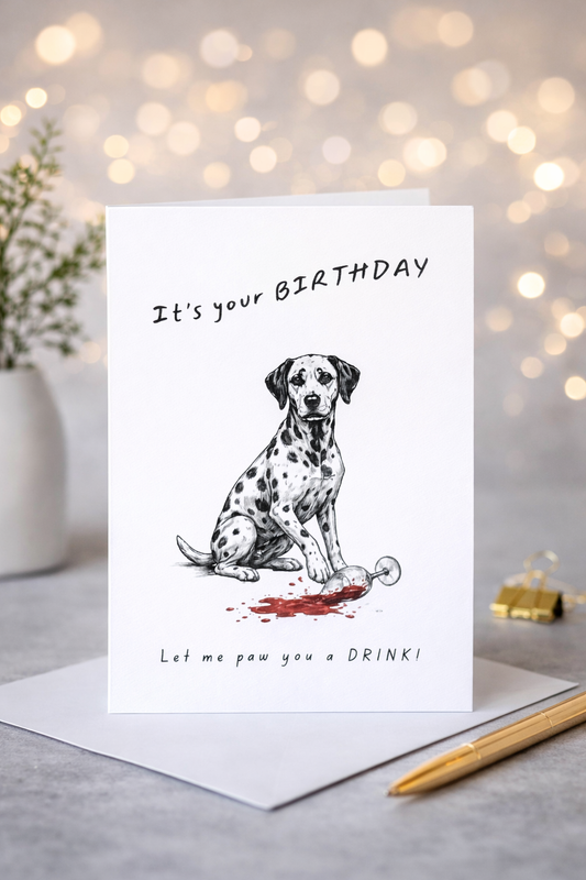 Paw You a Drink - Dalmatian Greeting Card