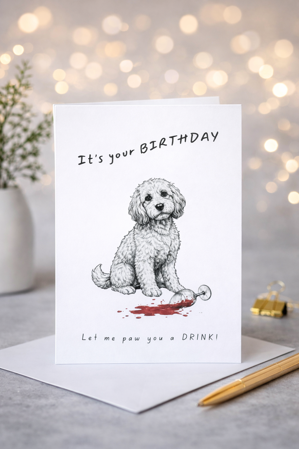 Paw You a Drink - Cockapoo Greeting Card