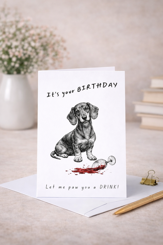 Paw You a Drink - Dachshund Greeting Card