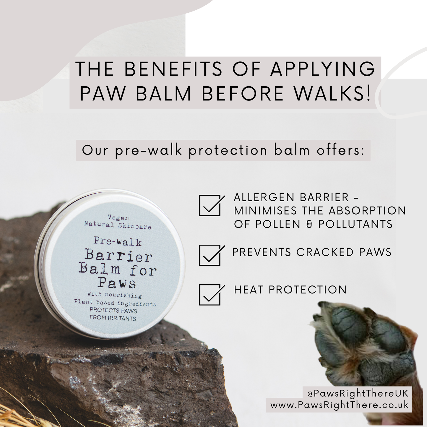 Pre-Walk Barrier Balm for Paws - Paw Protection for Dogs